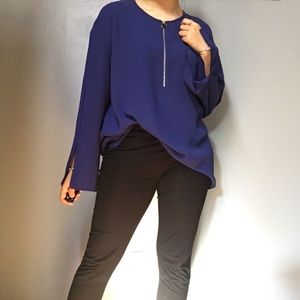 ARITZIA// WILFRED • Zipper Front Split Cuff Blouse